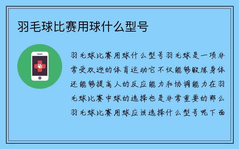 羽毛球比赛用球什么型号