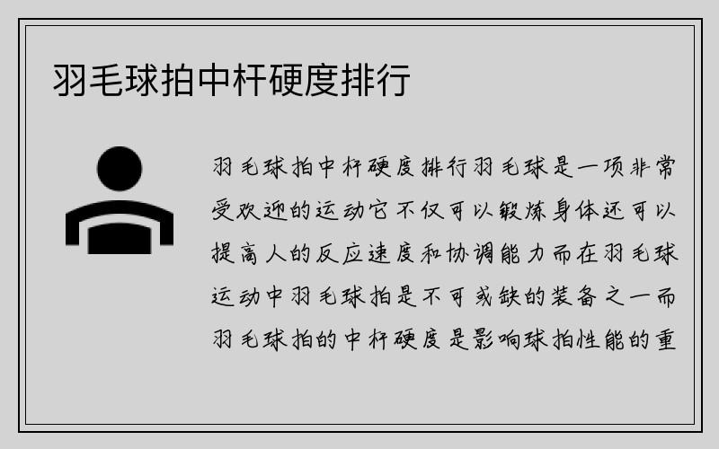 羽毛球拍中杆硬度排行