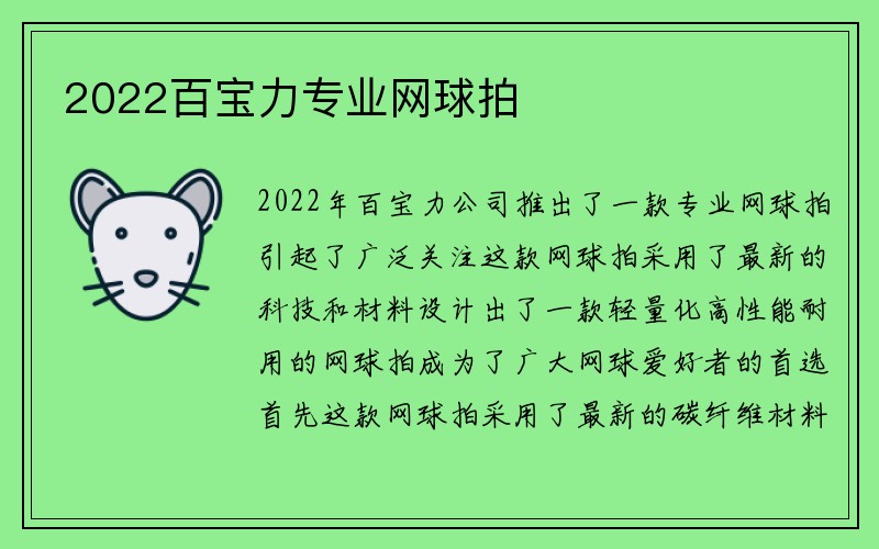 2022百宝力专业网球拍