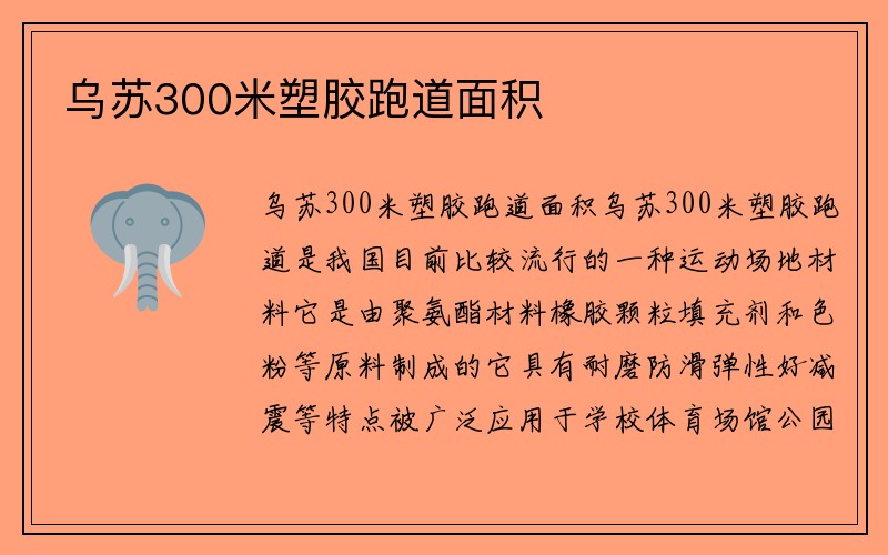 乌苏300米塑胶跑道面积