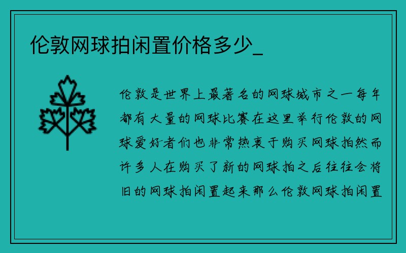 伦敦网球拍闲置价格多少_