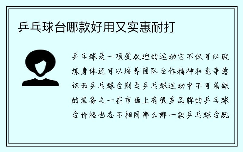 乒乓球台哪款好用又实惠耐打